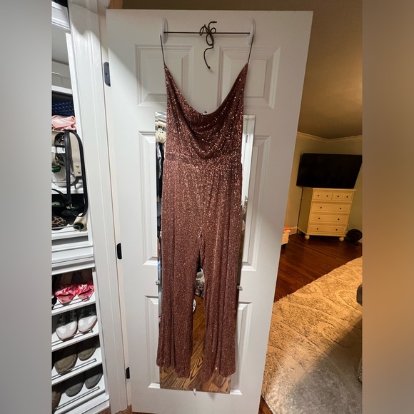 12th Tribe Rose Gold Sequin Jumpsuit - Picture 3 of 5